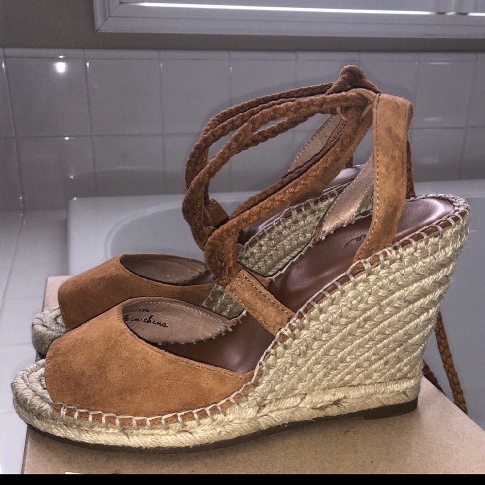 COPY - Anthropologie Joie Phyllis Lace Up Suede Espadrille Wedge 35.5
